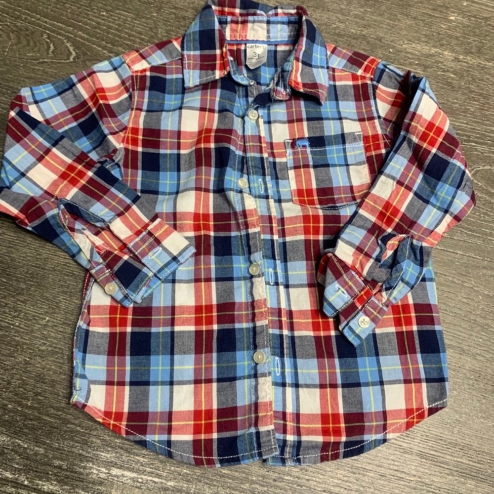 Plaid Kids Shirt - Red and Blue